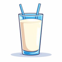 Delicious Creamy Milkshake Beverage Illustration with Colorful Stripes and Straws - Sweet Refreshment for a Tasty Summer Treat