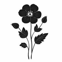 Elegant Monochrome Black Flower Illustration. Minimalistic Botanical Art for Chic Home Decor and Wall Art