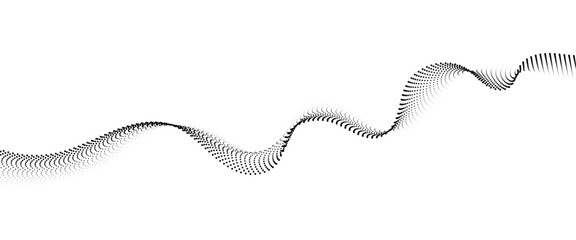 Flowing Dot Wave halftone gradient pattern on transparent background	
