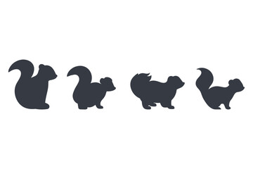 Skunk Silhouette Icon Set. Animal Illustration Design