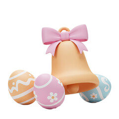 Easter Bell with Eggs Decorated in Pastel Colors on Black Background