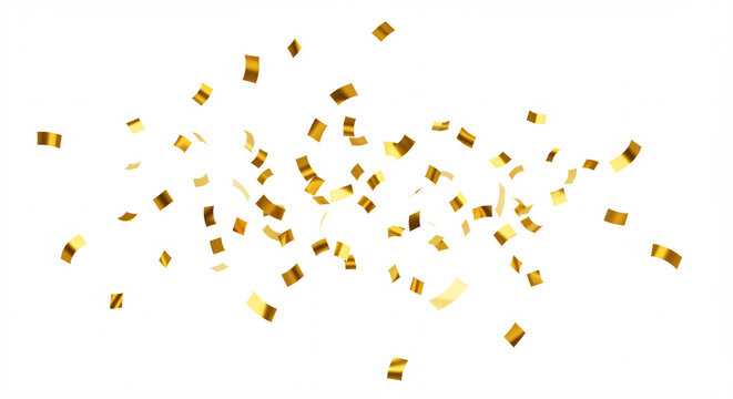 Golden Confetti Shower: Capturing a burst of shimmering, golden confetti in mid-air, a dynamic visual perfect for celebrating joy and special moments.