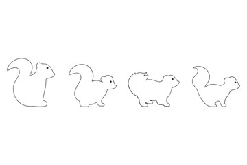 Skunk Outline Icon Set. Animal Illustration Design