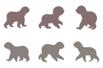 Sloth Silhouette Icon Set. Animal Illustration Design