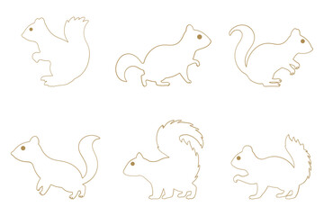 Squirrel Outline Icon Set. Animal Illustration Design