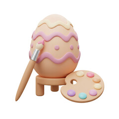 Painting Easter Egg with Brush and Palette Ready for Decoration