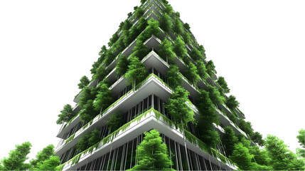 Fototapeta premium 3D Illustration of a Green Building with Trees on a Transparent Background