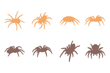 Tarantula Silhouette Icon Set. Animal Illustration Design