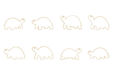 Tortoise Outline Icon Set. Animal Illustration Design