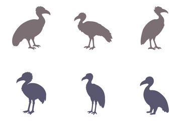 Vulture Bird Silhouette Icon Set. Animal Illustration Design