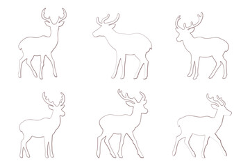 Waterbuck Outline Icon Set. Animal Illustration Design