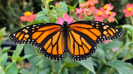 Stunning Monarch Butterfly on Vibrant Flowers