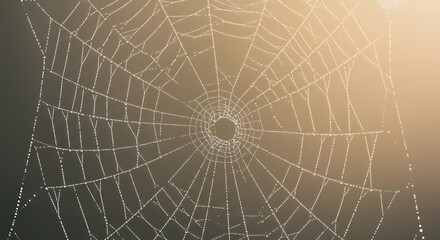 Obraz premium Spiderweb with Dew Drops Sparkling in Soft Light