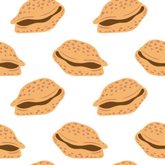 Decorative pattern featuring stylized seashells on a white background