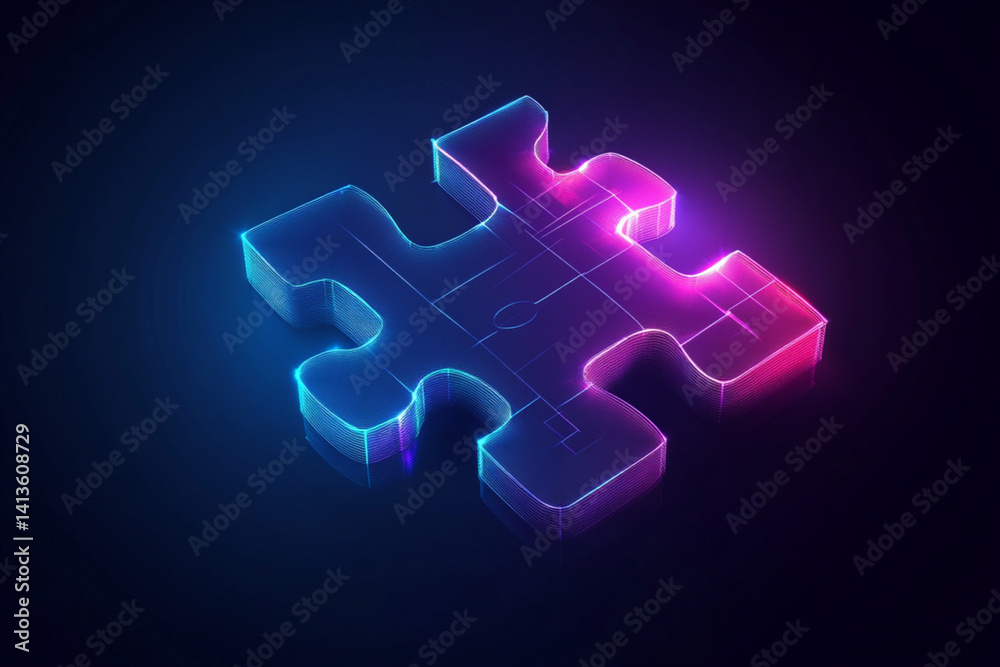 Wall mural puzzle sign abstract low poly wireframe style. abstract geometric background. wireframe light struct