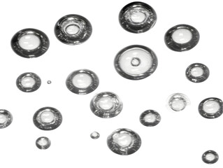 Abstract Digital Illustration Of Transparent Bubbles Isolated on Black Background
