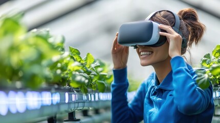 Virtual reality experience in a greenhouse innovative technology indoor environment engaging perspective