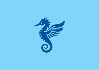 Winged seahorse logo with graceful aquatic form