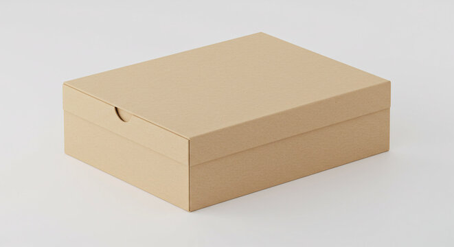 Isolated blank brown cardboard box, a closed paper container for shipping or storage