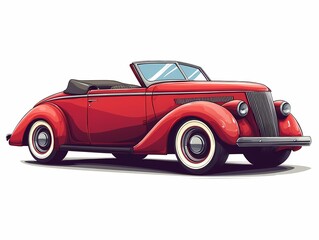 Antique Red Convertible: 1930s Retro Vehicle with Iconic Design and Stylish White Wall Tires