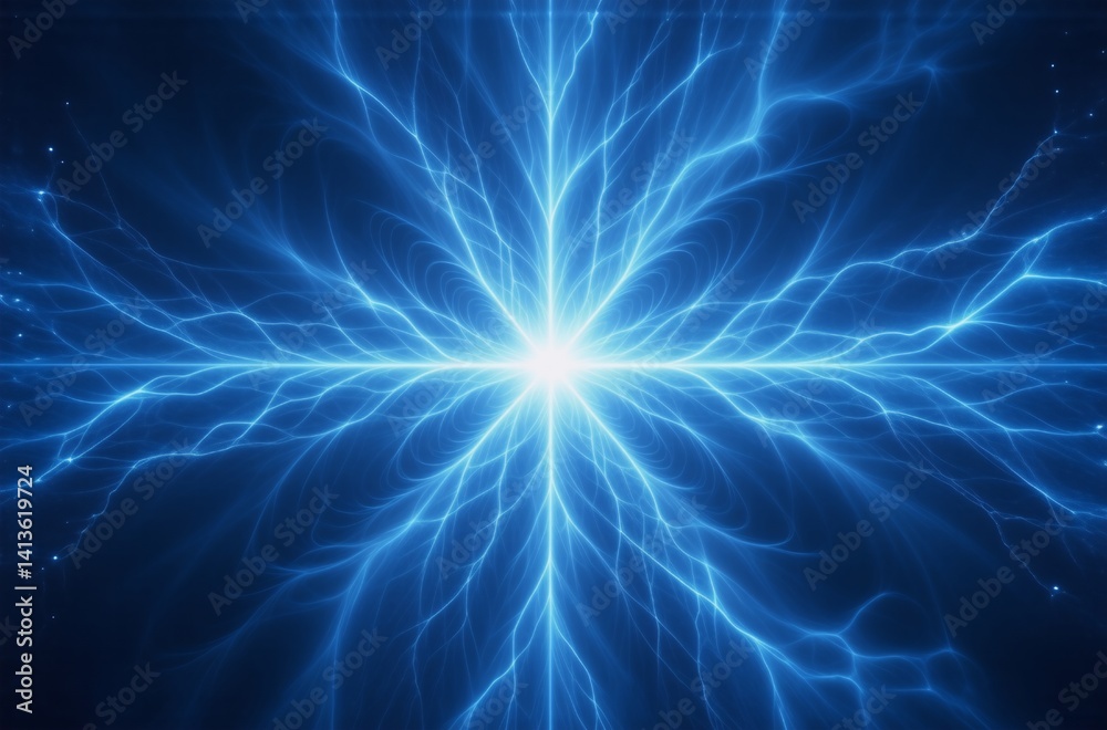 Fototapete intricate blue energy bursts radiate from a central point, resembling a celestial explosion or a pow