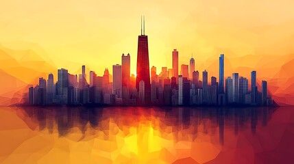Obraz premium Wooden skyline of chicago cityscape wall high resolution picture