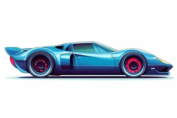 Stylized Blue Retro Sports Car Digital Illustration: Classic Automobile Artwork and Design Inspiration