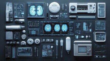 Fototapeta premium Medical imaging equipment, transparent background, 