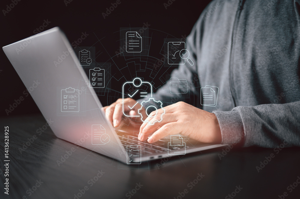Poster Digital task and document management system for efficient workflow automation.