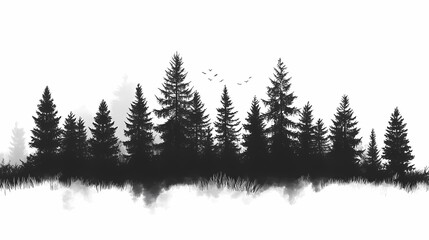 Forest Silhouettes: Black and White Nature Scenery - Minimalist Woodland Photography