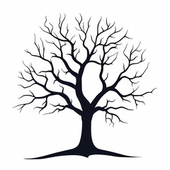 Obraz premium Leafless Tree Black Silhouette: Nature Art and Illustration for Seasonal Forest Design