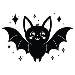 Adorable Kawaii Bat Illustration Halloween Design Element