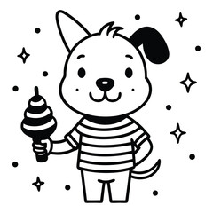 Obraz premium Cute Cartoon Dog Holding a Swirl Lollipop