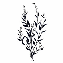 Fototapeta premium Modern Minimalist Botanical Illustration: Black and White Leaf Silhouette for Elegant Home Decor and Wellness Design