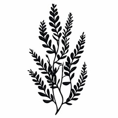 Fototapeta premium Nature Illustration Art: Black Silhouette Leaf and Foliage Vector for Eco-Friendly Botanical Decor