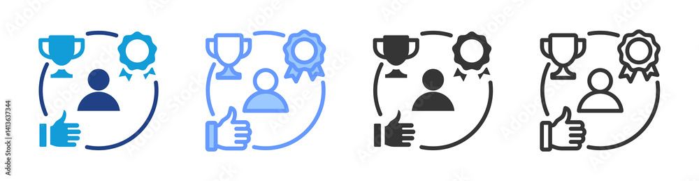 Poster achievement icon set multiple style collection