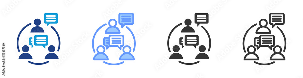 Aufkleber communication icon set multiple style collection