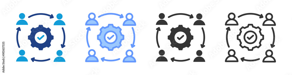 Poster Teamwork icon set multiple style collection