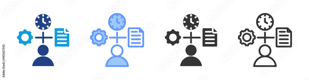 Poster Time Management icon set multiple style collection