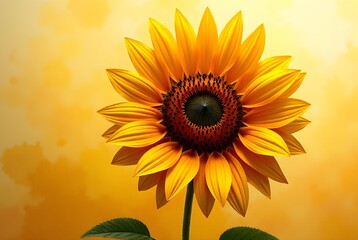 Realistic Sunflower on Warm Yellow Background_Symbol of Hope, Summer, and Positivity for Nature-Inspired Art and Floral Design Concepts.