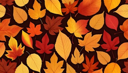 Autumn leaves falling nature background digital art colorful environment close-up view seasonal change concept
