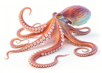 Obraz premium Detailed Close up of a Vivid Octopus with Suckers Tentacles and Ocean Life