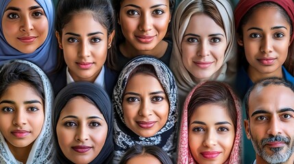 Obraz premium Diverse Faces of Different Ages and Ethnic Backgrounds Smiling