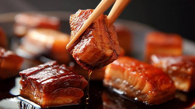 Simmered Pork Belly Buta no Kakuni with Glossy Glaze Chop