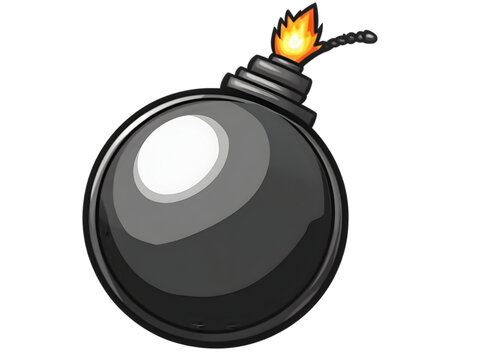 recommend clip art: Illustration Of A Black Cartoon Bomb With A Burning Fuse On Transparent Background
