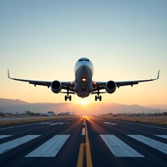 Passenger plane lands at the airport on the runway of the southern country