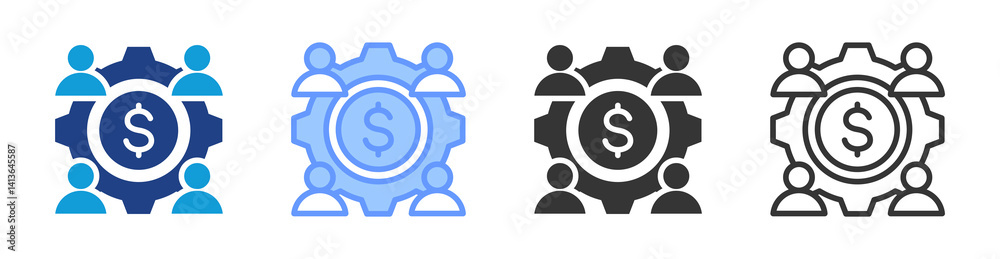 Poster money management icon set multiple style collection