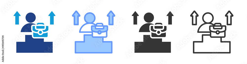 Aufkleber career growth icon set multiple style collection