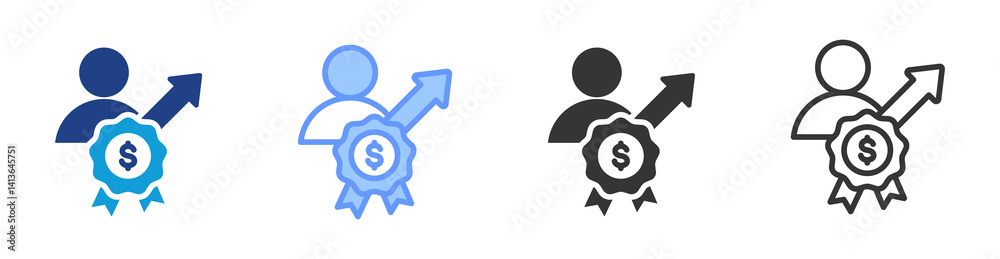 Poster best achievement icon set multiple style collection