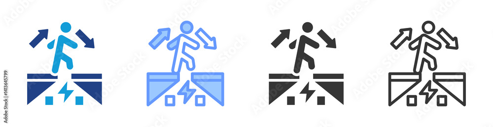Poster Difficulties icon set multiple style collection